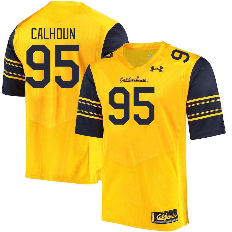 Men #95 Akili Calhoun California Golden Bears College Football Jerseys Stitched Sale-Gold